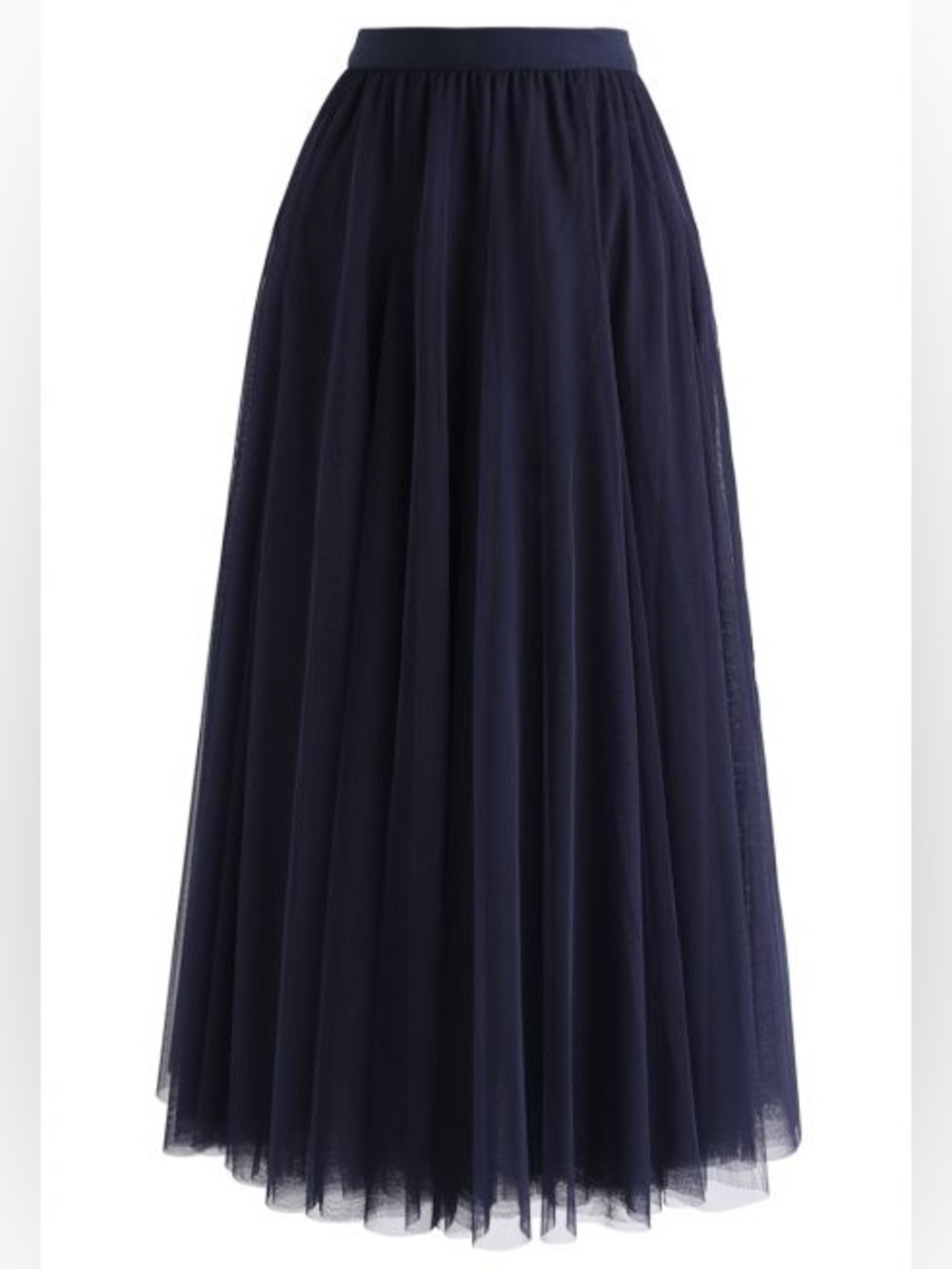 Women's Navy blue lined long prom gown Tulle a line Maxi Skirt Sz L - Picture 2 of 5